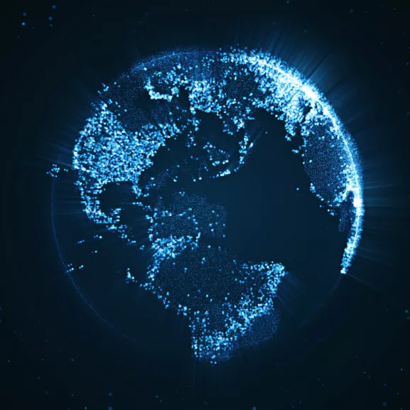 blue globe of lights