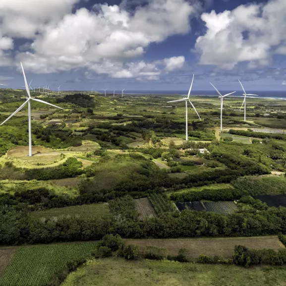 windmills over hills