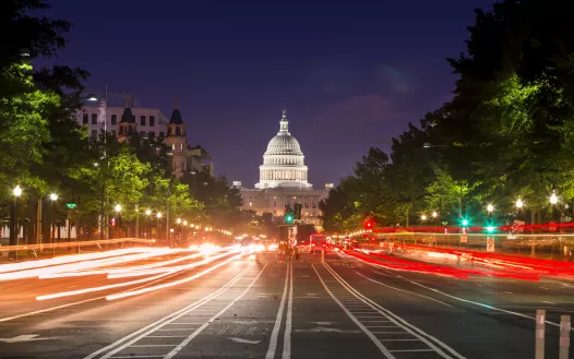 long exposure of a street in front of the us capitol