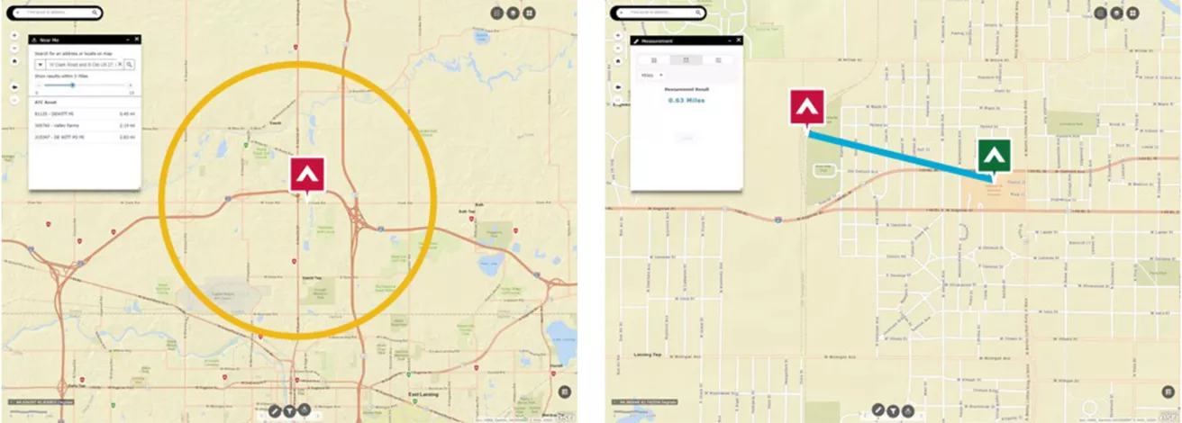 two maps showing the atc site locator