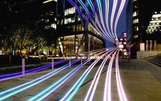 colorful lines running through streets